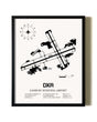Framed Danbury Municipal Airport wall art poster in black frame