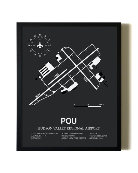 Unframed Hudson Valley Regional Airport map print poster