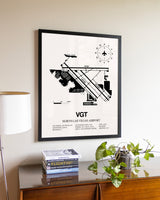North Las Vegas Airport aviation wall décor in black wood frame