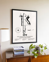 Fort Worth Naval Air Station JRB (Carswell Field) Airport aviation wall décor in black wood frame