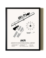 Framed Akron Fulton International Airport wall art poster in black frame