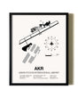 Framed Akron Fulton International Airport wall art poster in black frame