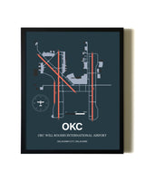 Slate Framed OKC Will Rogers International Airport wall art poster in black frame
