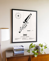 Put in Bay Airport aviation wall décor in black wood frame