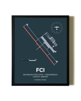 Slate Framed Richmond Executive-Chesterfield County Airport wall art poster in black frame