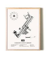 Clermont County Airport framed wall art in white frame