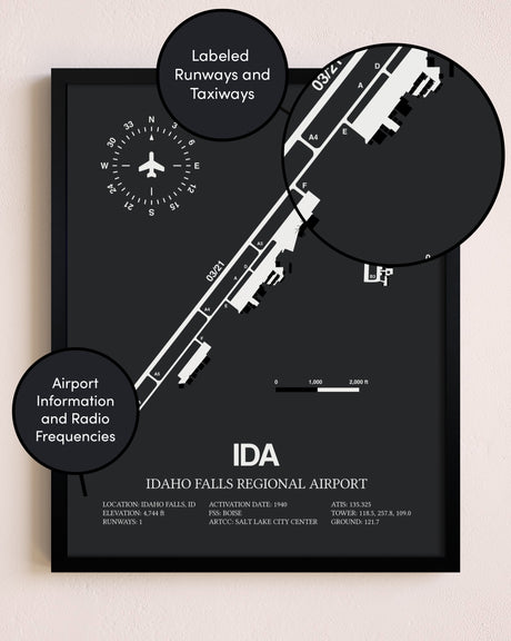 Idaho Falls Regional Airport poster size comparison chart