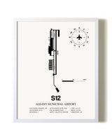 Albany Municipal Airport airport map poster in oak frame