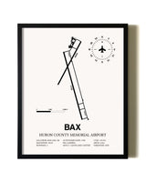 Framed Huron County Memorial Airport wall art poster in black frame
