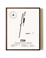 Caledonia County Airport aviation print in walnut frame