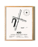 Altoona / Blair County Airport framed print in natural wood frame