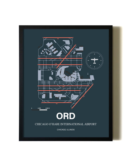 Slate Framed Chicago O'Hare International Airport wall art poster in black frame