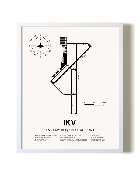 Ankeny Regional Airport airport map poster in oak frame