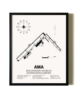 Framed Rick Husband Amarillo International Airport wall art poster in black frame