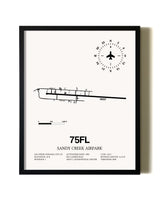 Framed Sandy Creek Airpark wall art poster in black frame