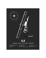 Gray Framed General Dick Stout Field Airport layout wall art poster