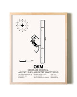 Okmulgee Regional Airport / Paul And Betty Abbott Field framed wall art in white frame