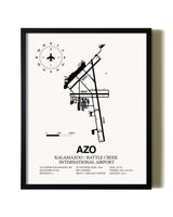 Framed Kalamazoo / Battle Creek International Airport wall art poster in black frame