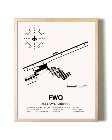 Rostraver Airport framed wall art in white frame