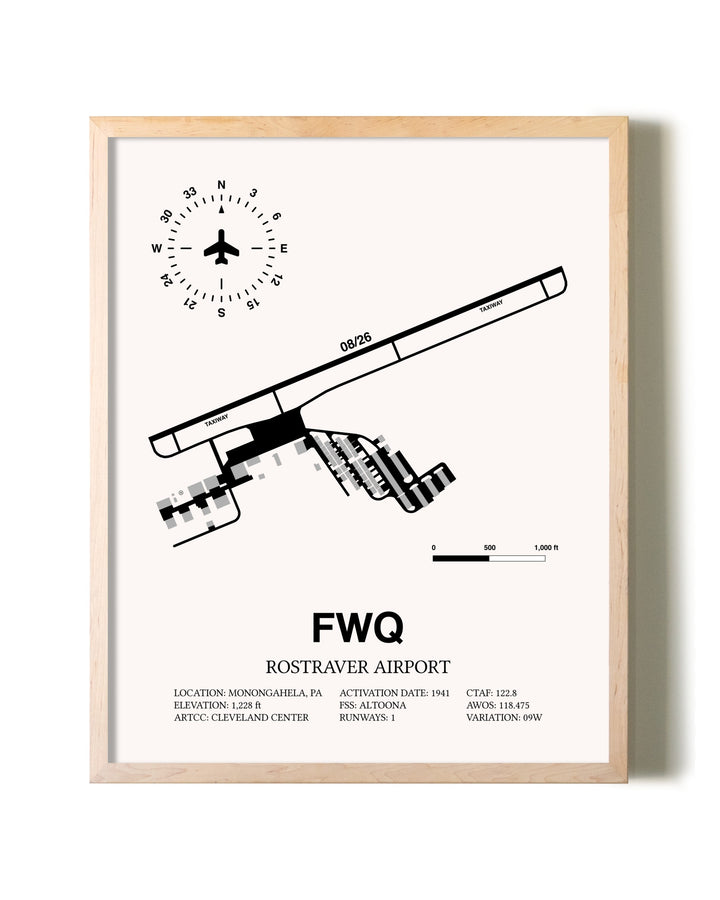 Rostraver Airport framed wall art in white frame