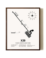 Tampa North Aero Park aviation print in walnut frame