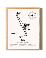 Sky Acres Airport framed print in natural wood frame