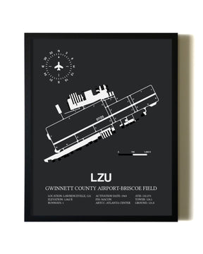 Unframed Gwinnett County Airport-Briscoe Field map print poster