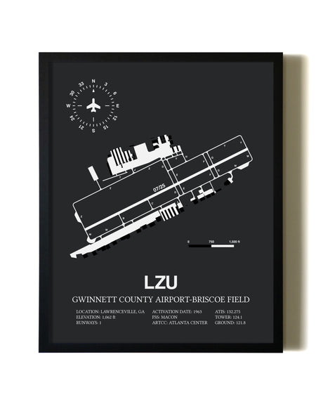 Unframed Gwinnett County Airport-Briscoe Field map print poster