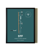Green George M. Bryan Airport aviation wall décor in black wood frame