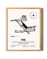 North Palm Beach County General Aviation Airport framed print in natural wood frame