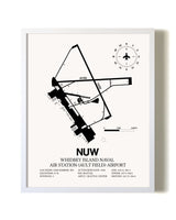 Whidbey Island Naval Air Station (Ault Field) Airport airport map poster in oak frame
