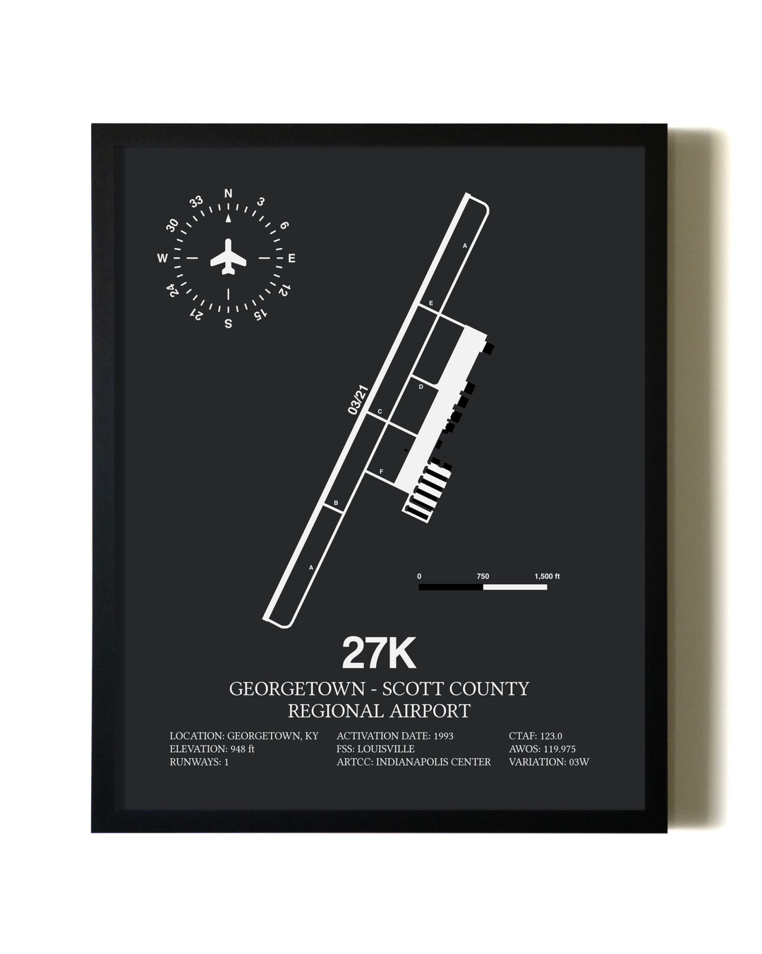 Unframed Georgetown - Scott County Regional Airport map print poster