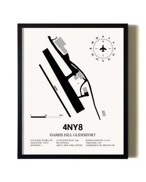 Framed Harris Hill Gliderport wall art poster in black frame
