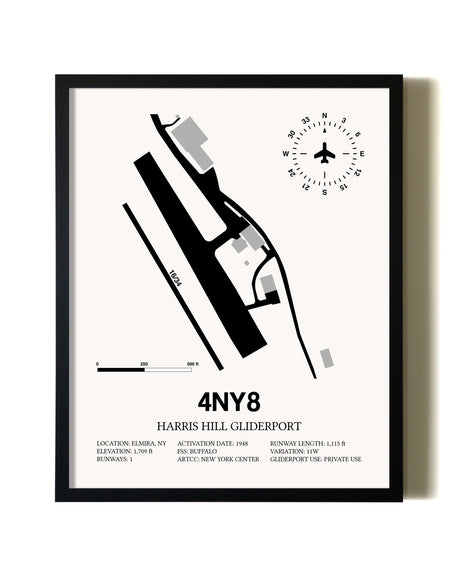 Framed Harris Hill Gliderport wall art poster in black frame