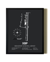 Unframed Bridgeport Municipal Airport map print poster