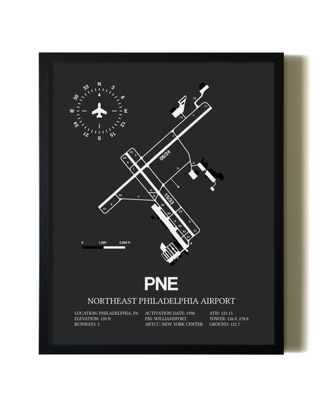 Unframed Northeast Philadelphia Airport map print poster