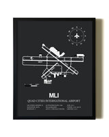 Unframed Quad Cities International Airport map print poster