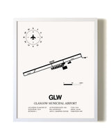 Glasgow Municipal Airport airport map poster in oak frame