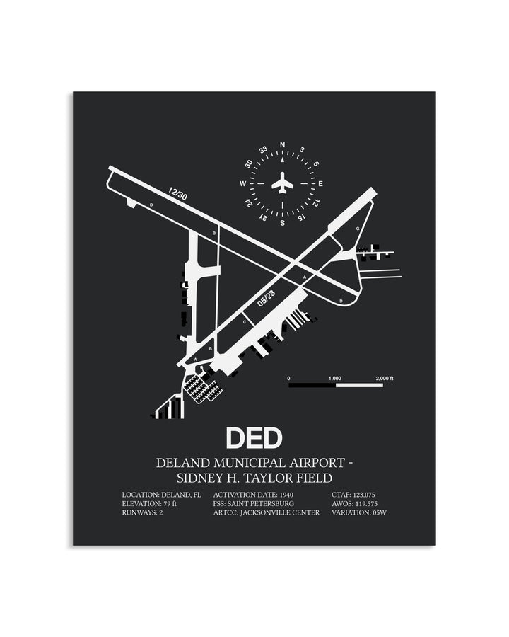 Gray Framed Deland Municipal Airport-Sidney H Taylor Field layout wall art poster