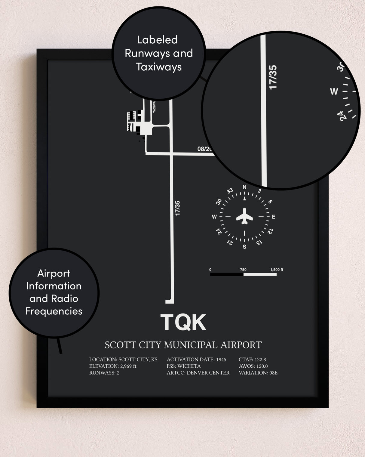 Scott City Municipal Airport poster size comparison chart
