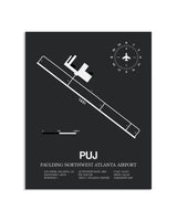 Gray Framed Paulding Northwest Atlanta Airport layout wall art poster