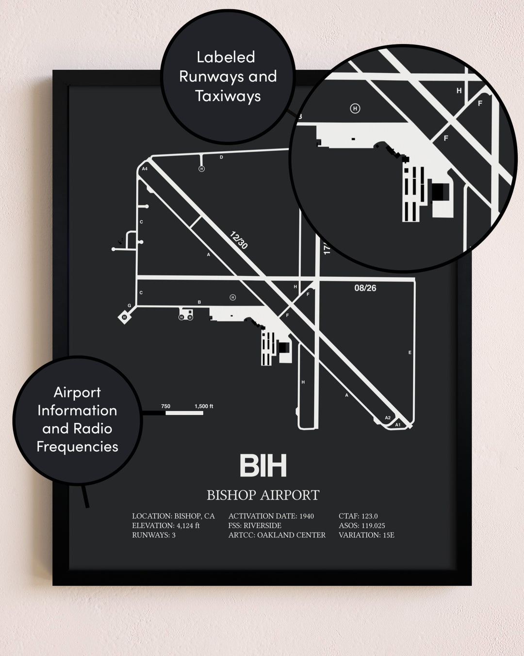 Bishop Airport poster size comparison chart