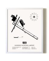 Mansfield Municipal Airport airport map poster in oak frame