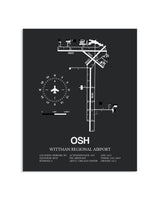 Gray Framed Wittman Regional Airport layout wall art poster
