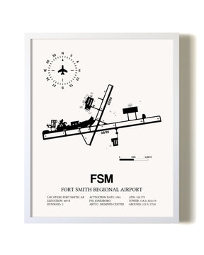 Fort Smith Regional Airport airport map poster in oak frame