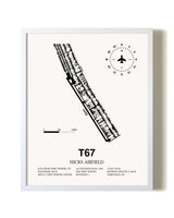 Hicks Airfield airport map poster in oak frame