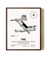 North Palm Beach County General Aviation Airport aviation print in walnut frame