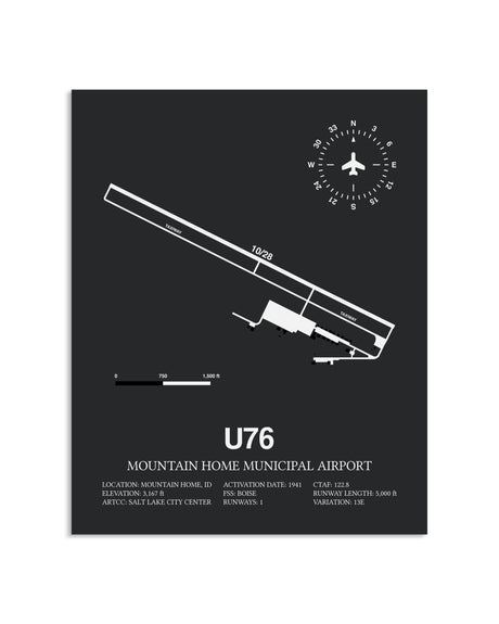 Gray Framed Mountain Home Municipal Airport layout wall art poster