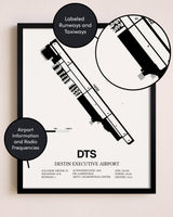 Framed Destin Executive Airport layout wall art poster