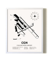 Cologne Bonn Airport airport map poster in oak frame